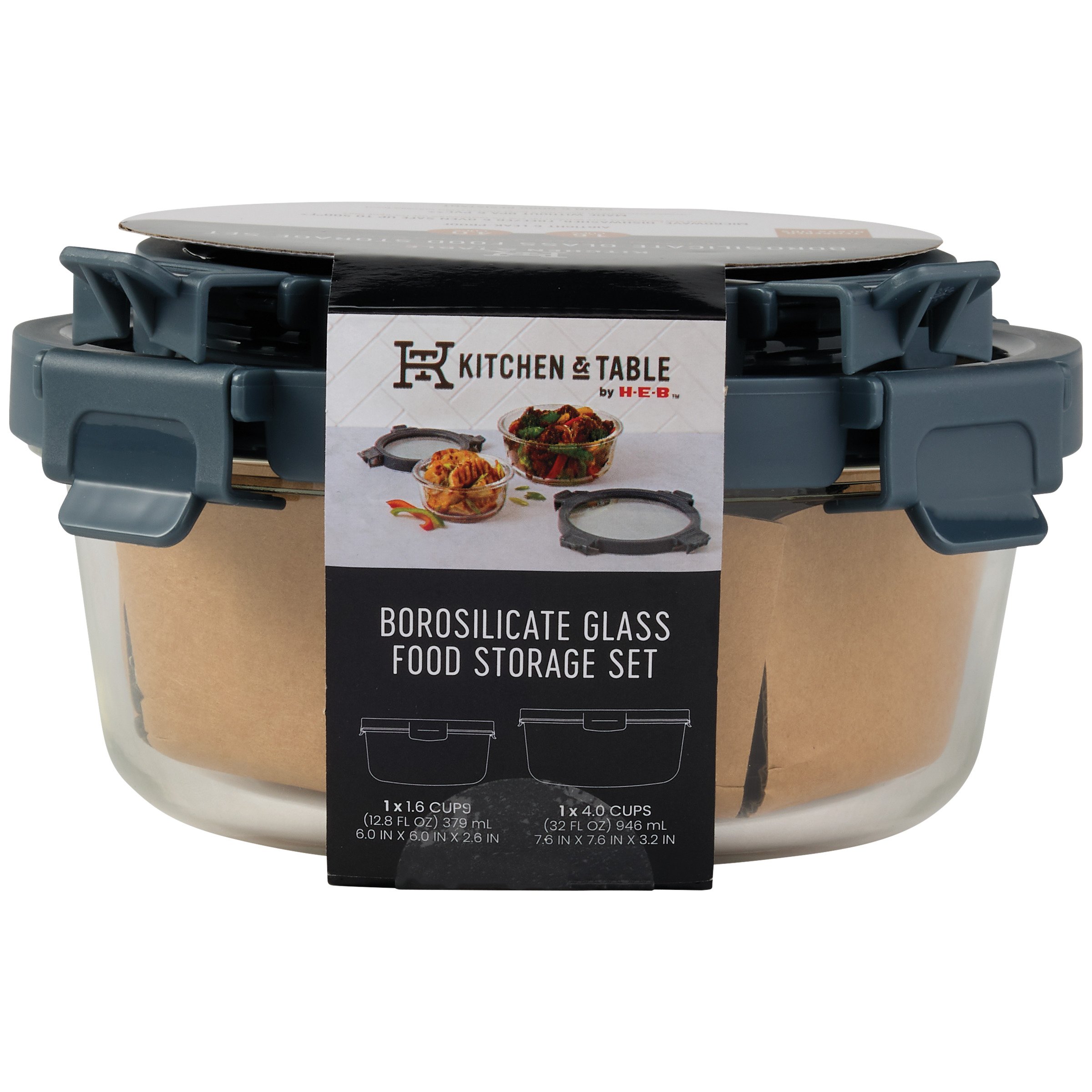 Kitchen & Table by HEB Borosilicate Glass Round Food Storage Set