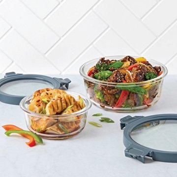 Kitchen & Table by H-E-B Borosilicate Glass Round Food Storage Set, 4 pc