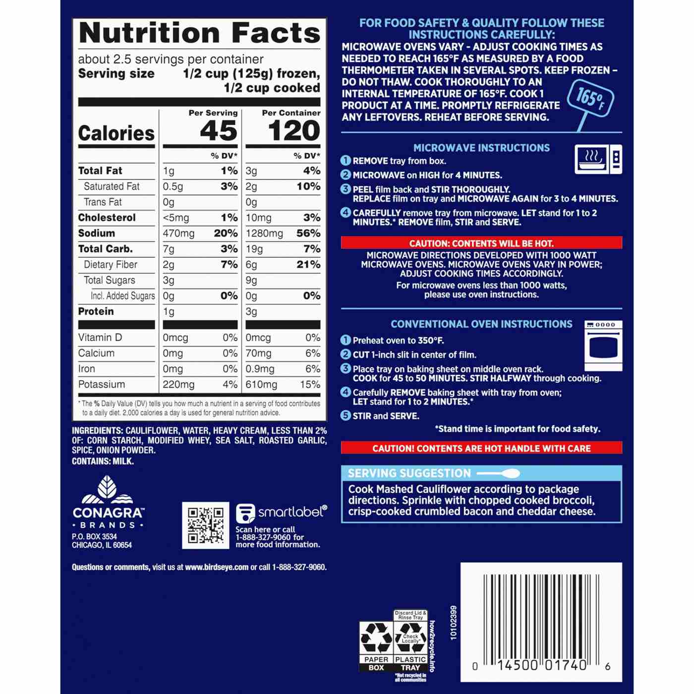 Birds Eye Frozen Roasted Garlic Mashed Cauliflower Shop Broccoli