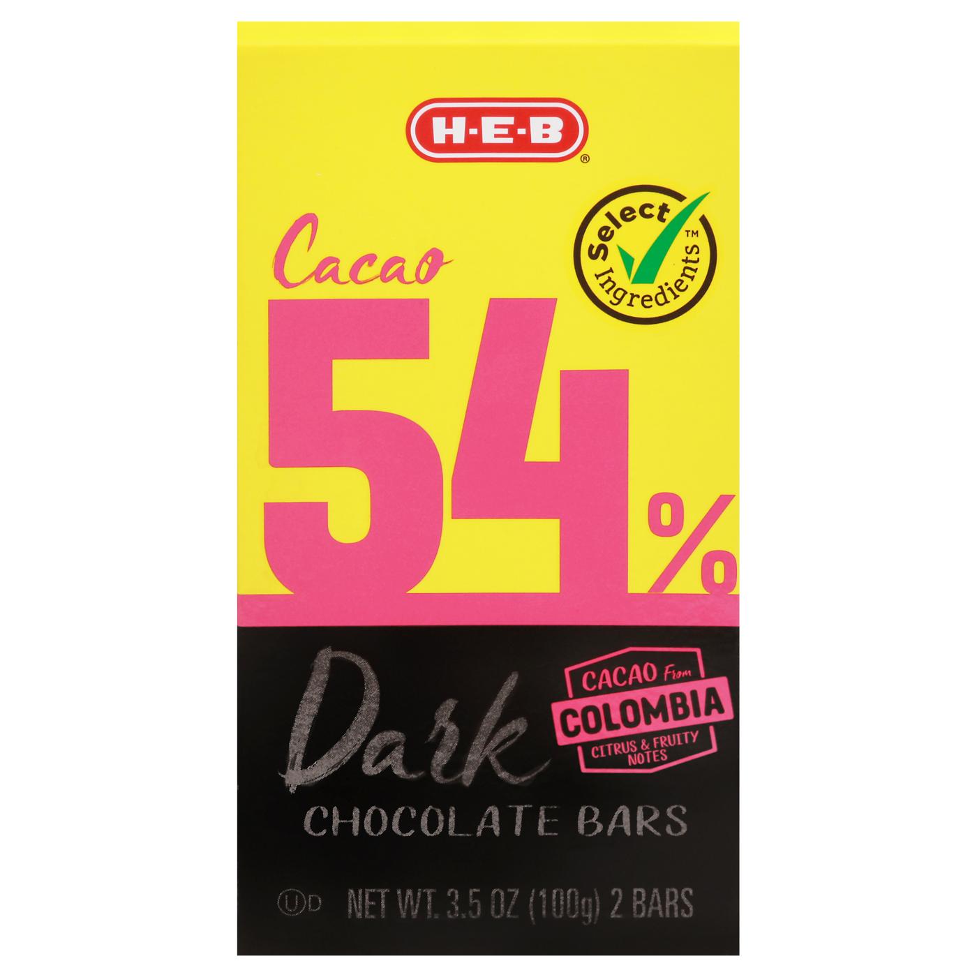 H-E-B 54% Cacao Dark Chocolate Bars; image 1 of 5