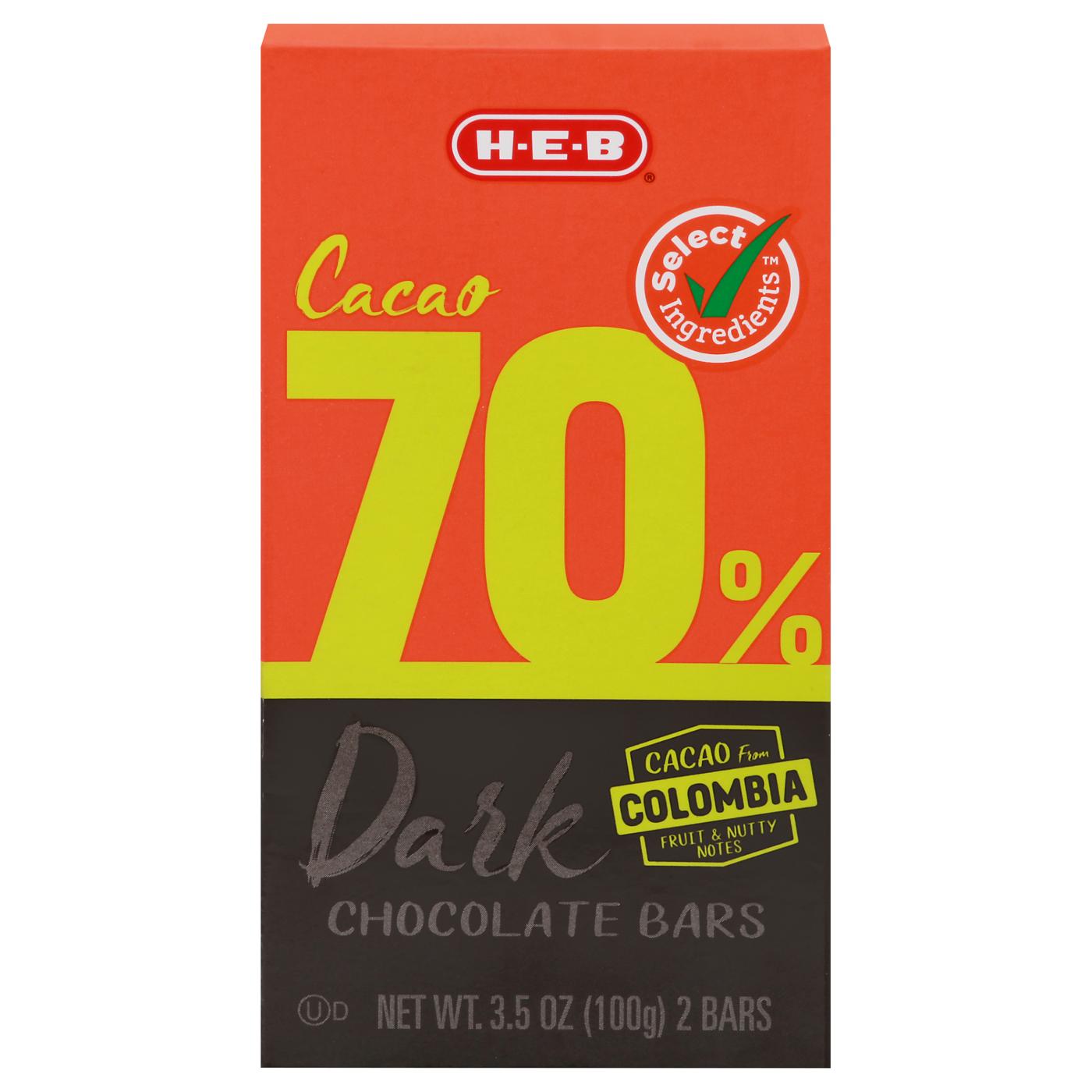 H-E-B 70% Cacao Dark Chocolate Bars; image 1 of 5