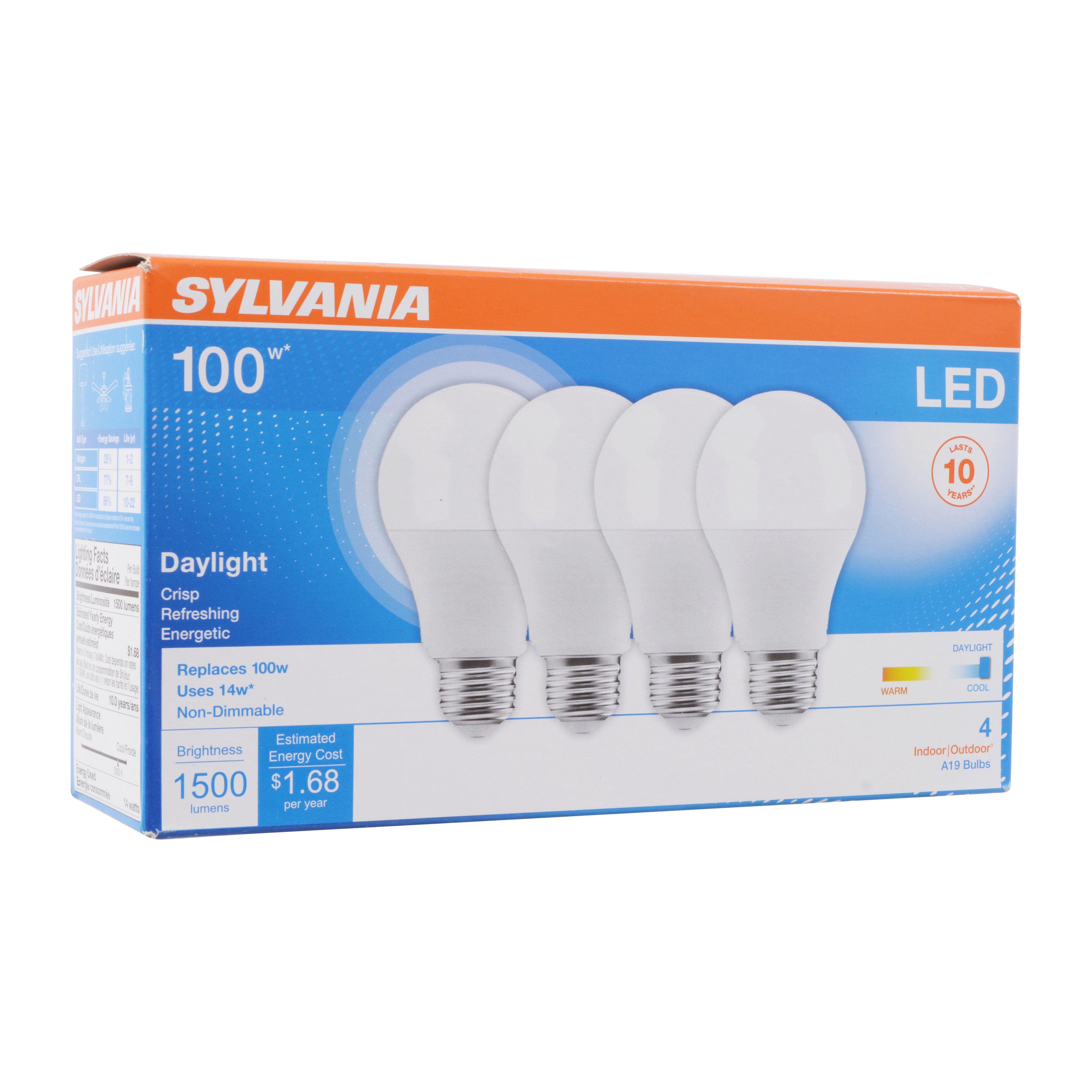 Energy Saving & Longer Life Daylight SYLVANIA Efficient 6W LED Light Bulb Medium Base 2 Pack Value Line 5000K Sylvania Home Lighting 74081 A19 Lamp 40W Equivalent 