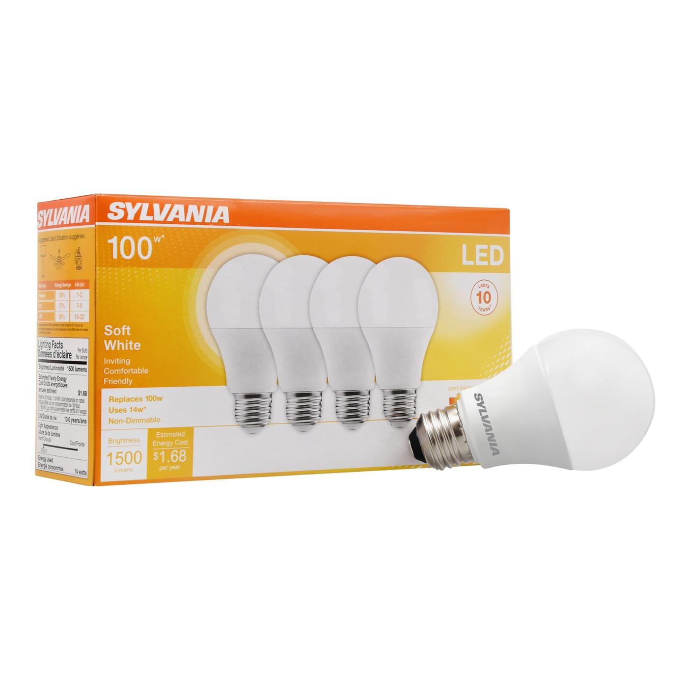 Sylvania A19 100-Watt LED Light Bulbs - Soft White; image 2 of 3