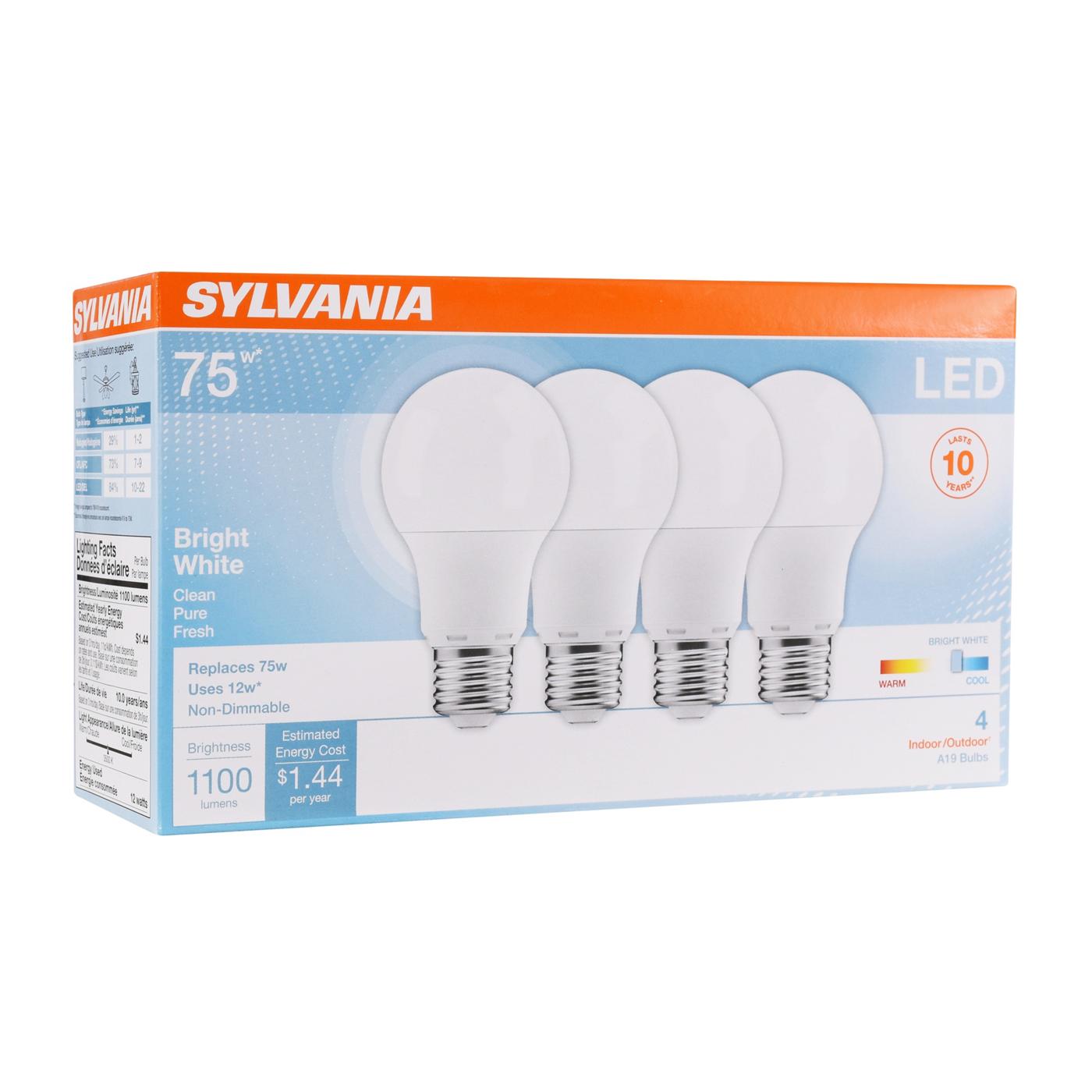 Sylvania A19 75-Watt LED Light Bulbs - Cool White; image 1 of 3