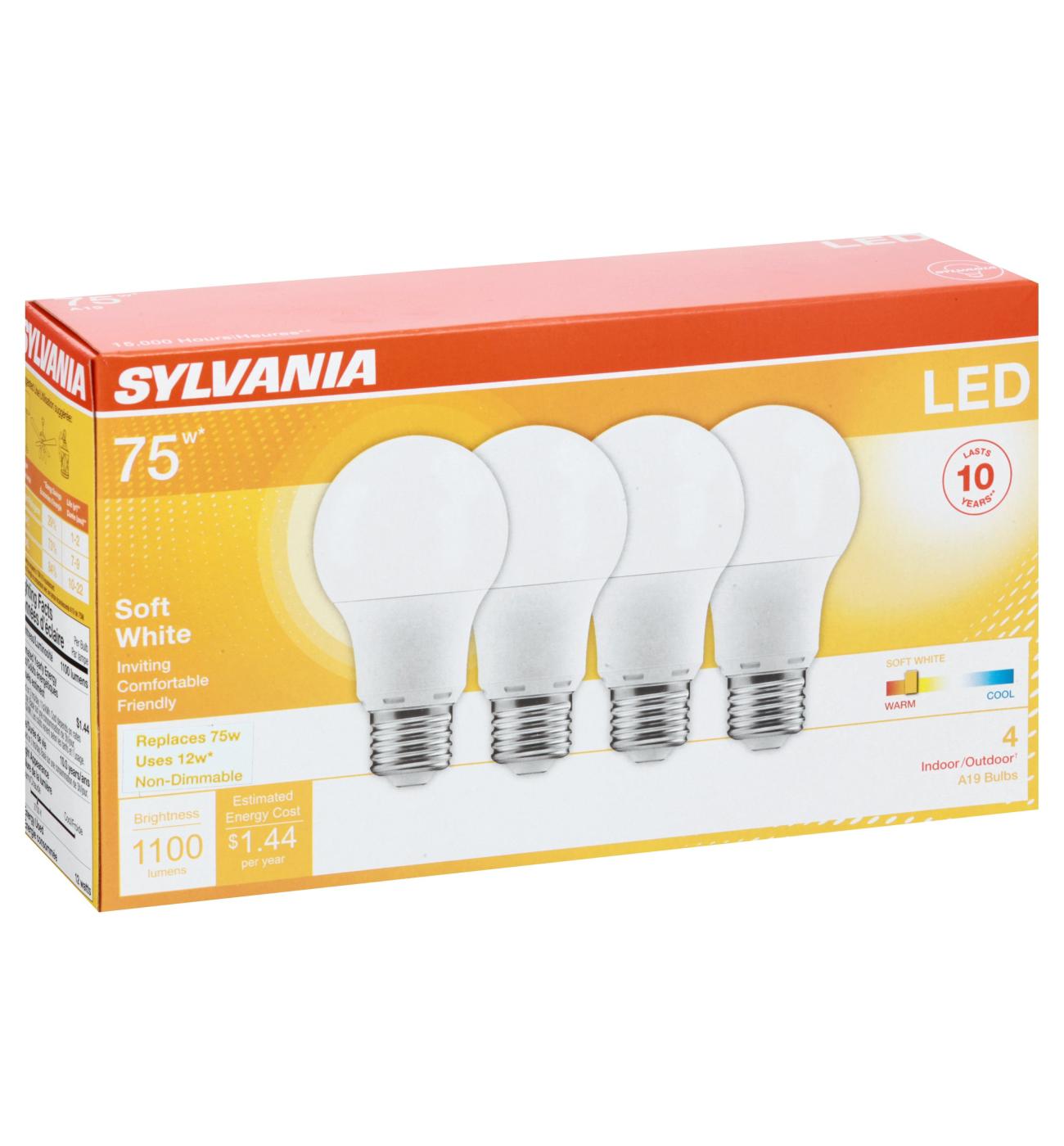 Sylvania A19 75-Watt LED Light Bulbs - Soft White; image 1 of 2