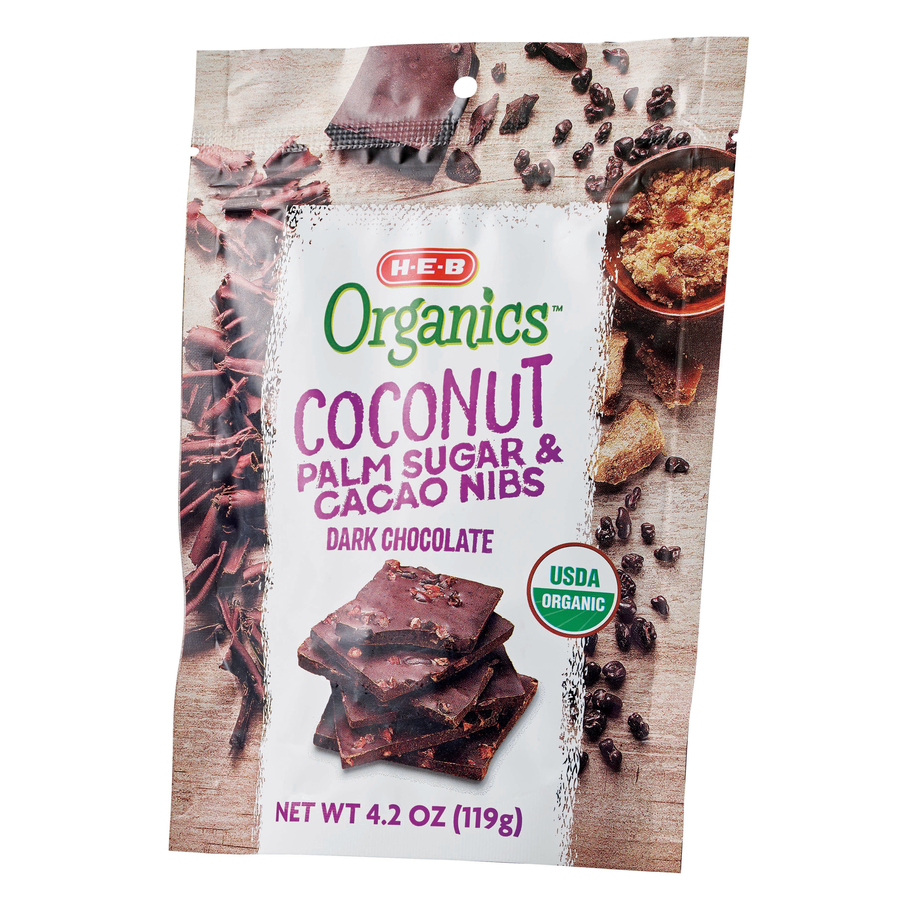 HEB Organics Dark Chocolate Coconut Palm Sugar & Cacao Nibs Shop