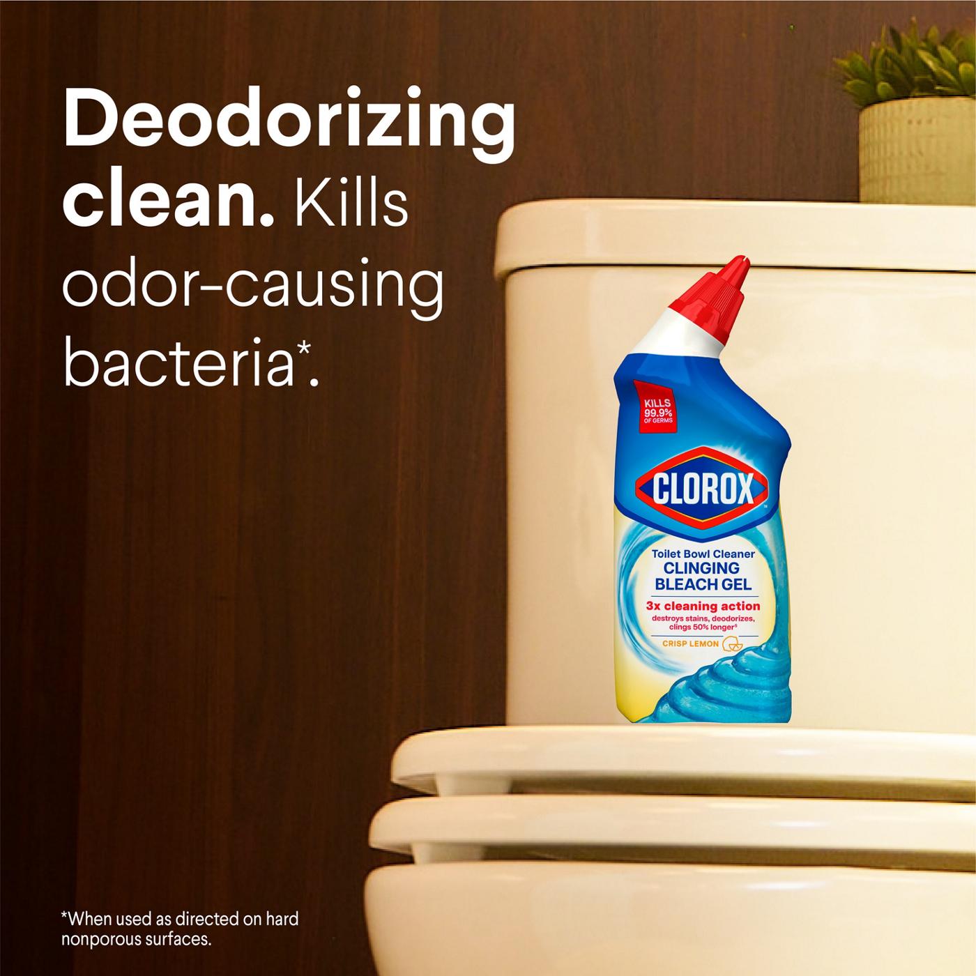 Clorox Toilet Bowl Cleaner - Clinging Bleach Gel - Crisp Lemon; image 2 of 12