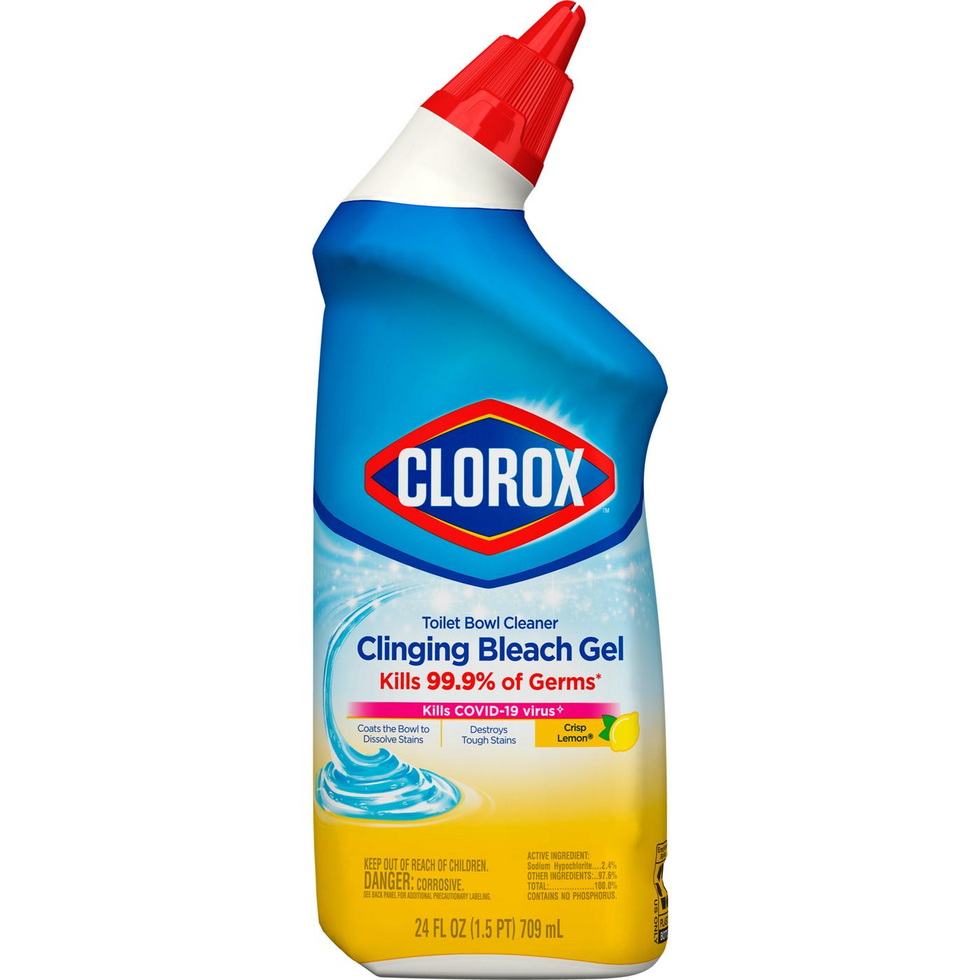 Clorox Toilet Bowl Cleaner - Clinging Bleach Gel - Crisp Lemon; image 1 of 3