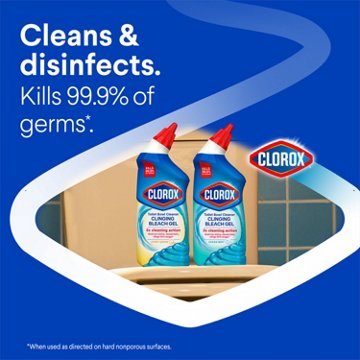 Clorox Toilet Bowl Cleaner - Clinging Bleach Gel - Crisp Lemon, 24 oz