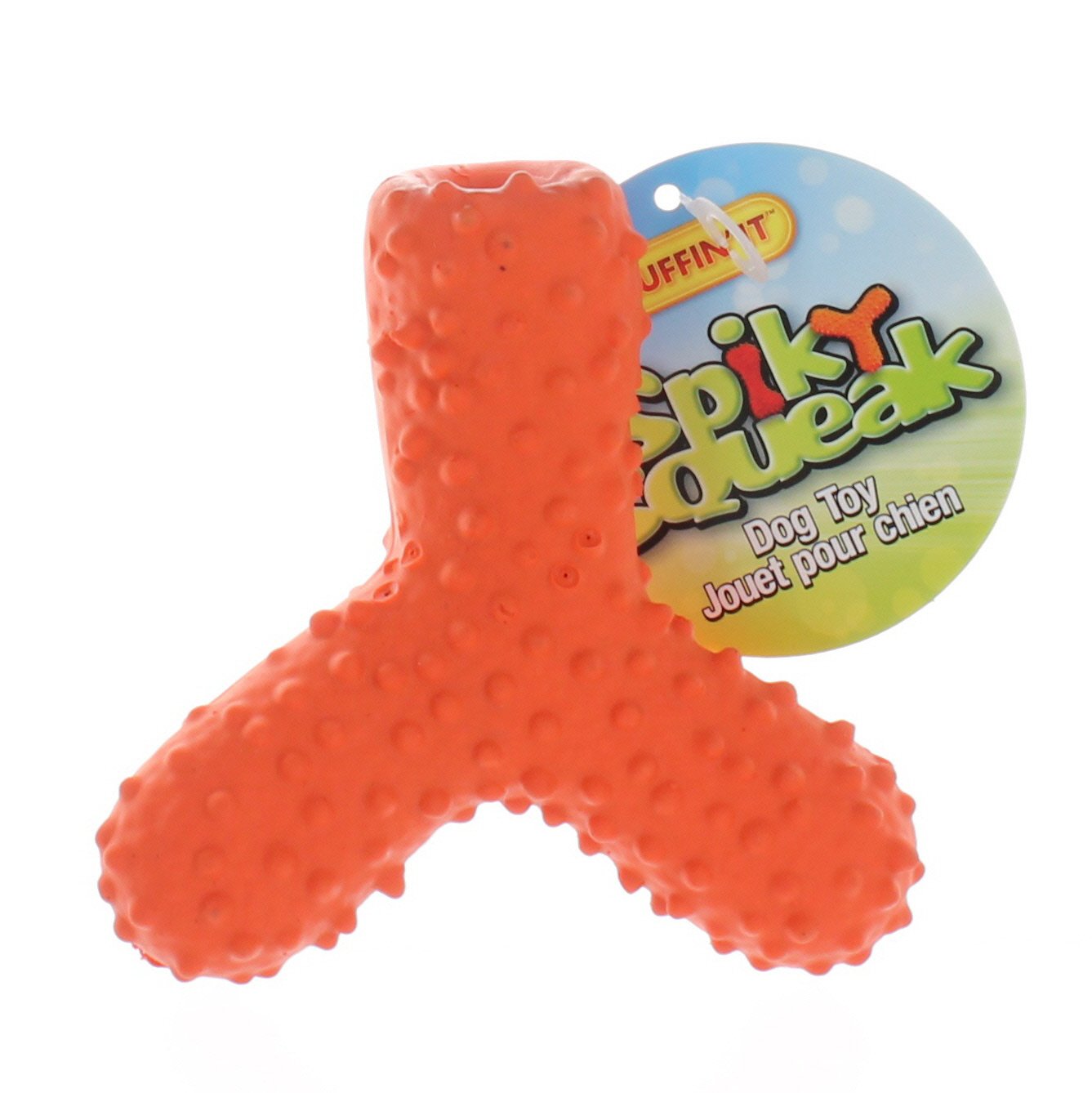 orange squeaky dog toy