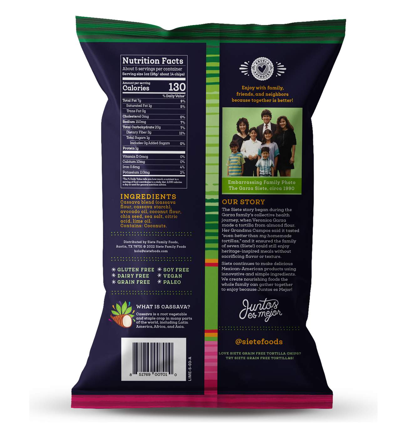 Siete Grain-Free Lime Tortilla Chips; image 2 of 3