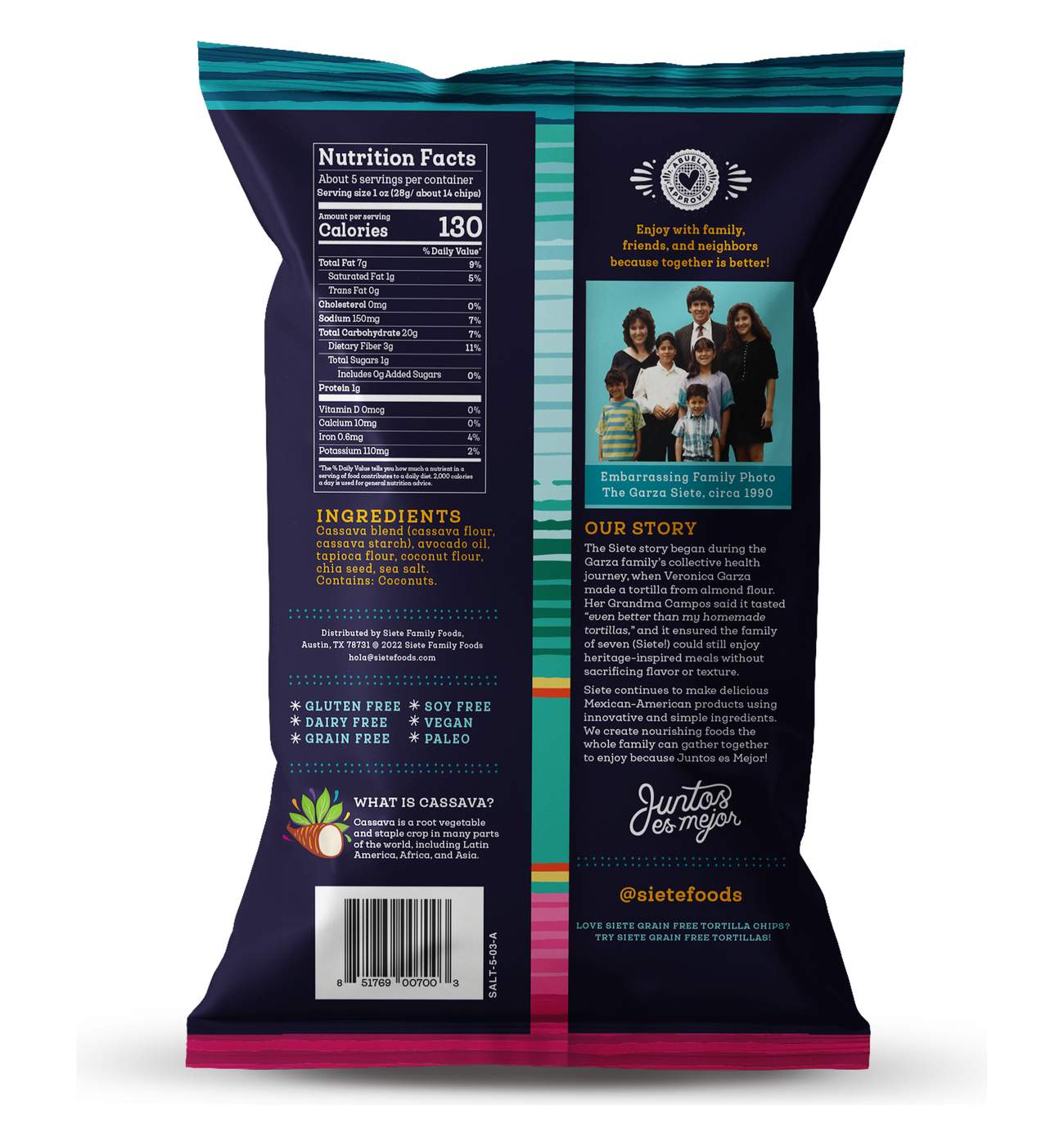 Siete Grain-Free Sea Salt Tortilla Chips; image 3 of 4