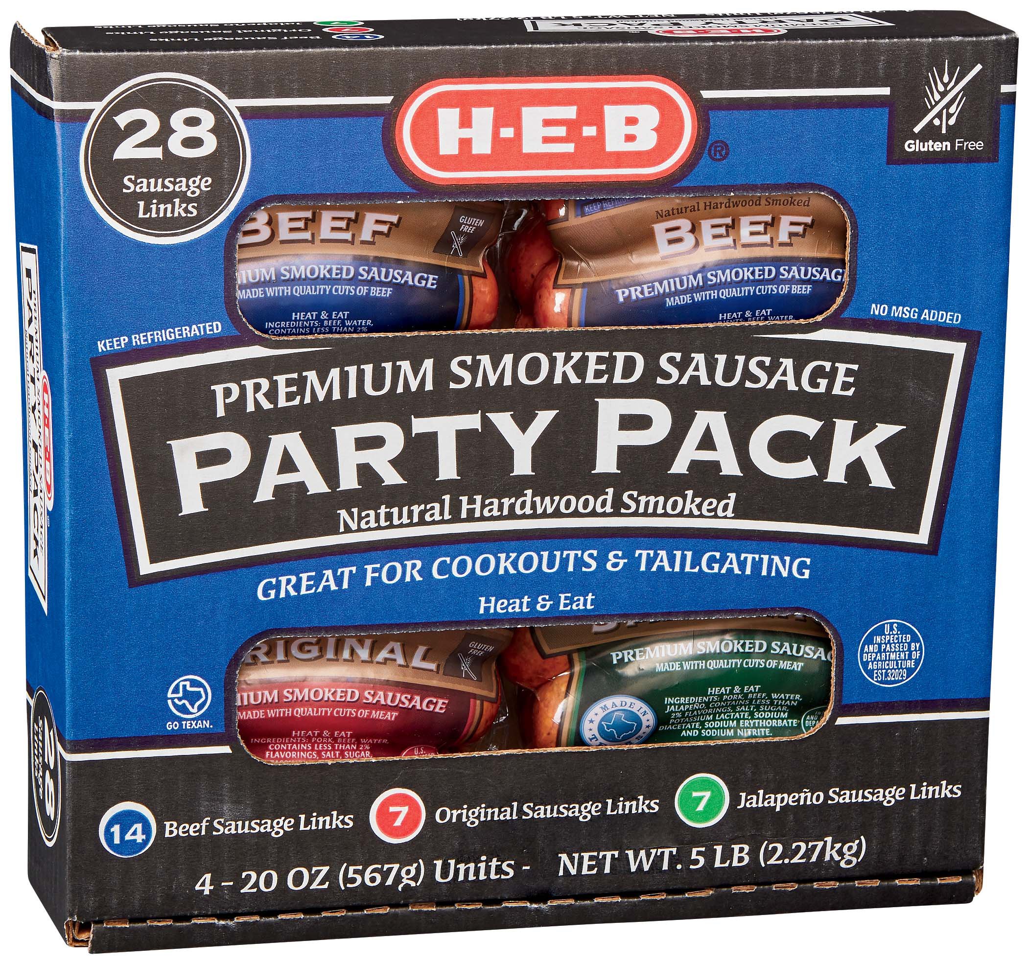 HEB Premium Smoked Sausage Party Pack Shop Meat at HEB