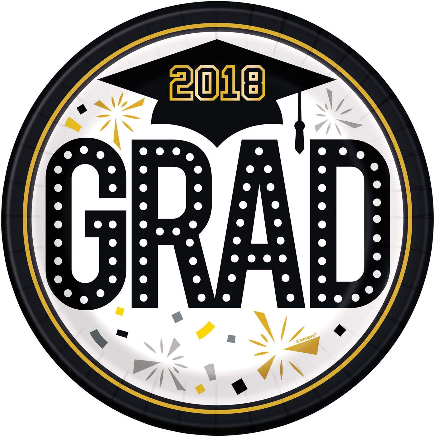 Unique Firework 2018 Graduation Plates, 9 inch; image 1 of 2