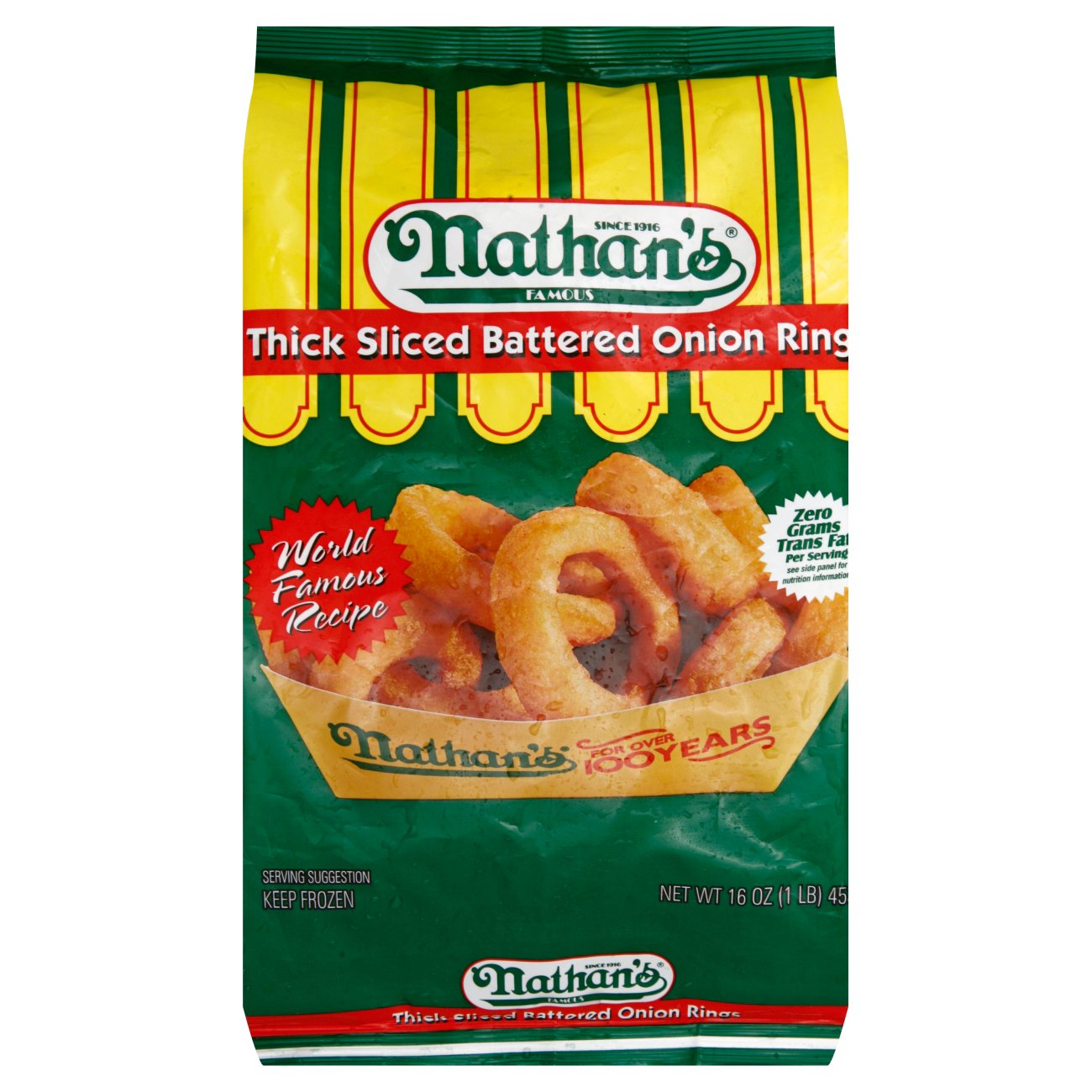 Nathan's Famous Thick Sliced Battered Onion Rings, 16 oz
