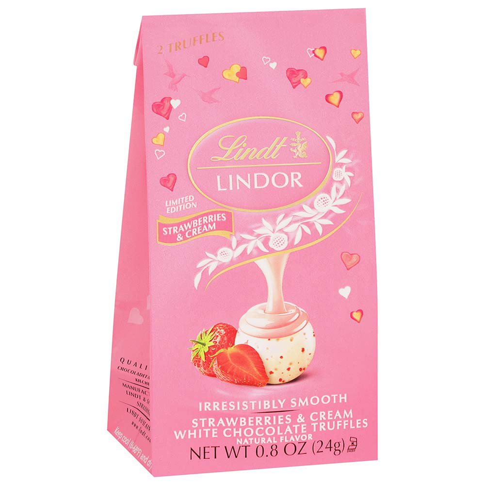 Lindt Lindor Strawberries And Cream White Chocolate Truffles Valentines Candy 2 Pc Shop Candy 3761