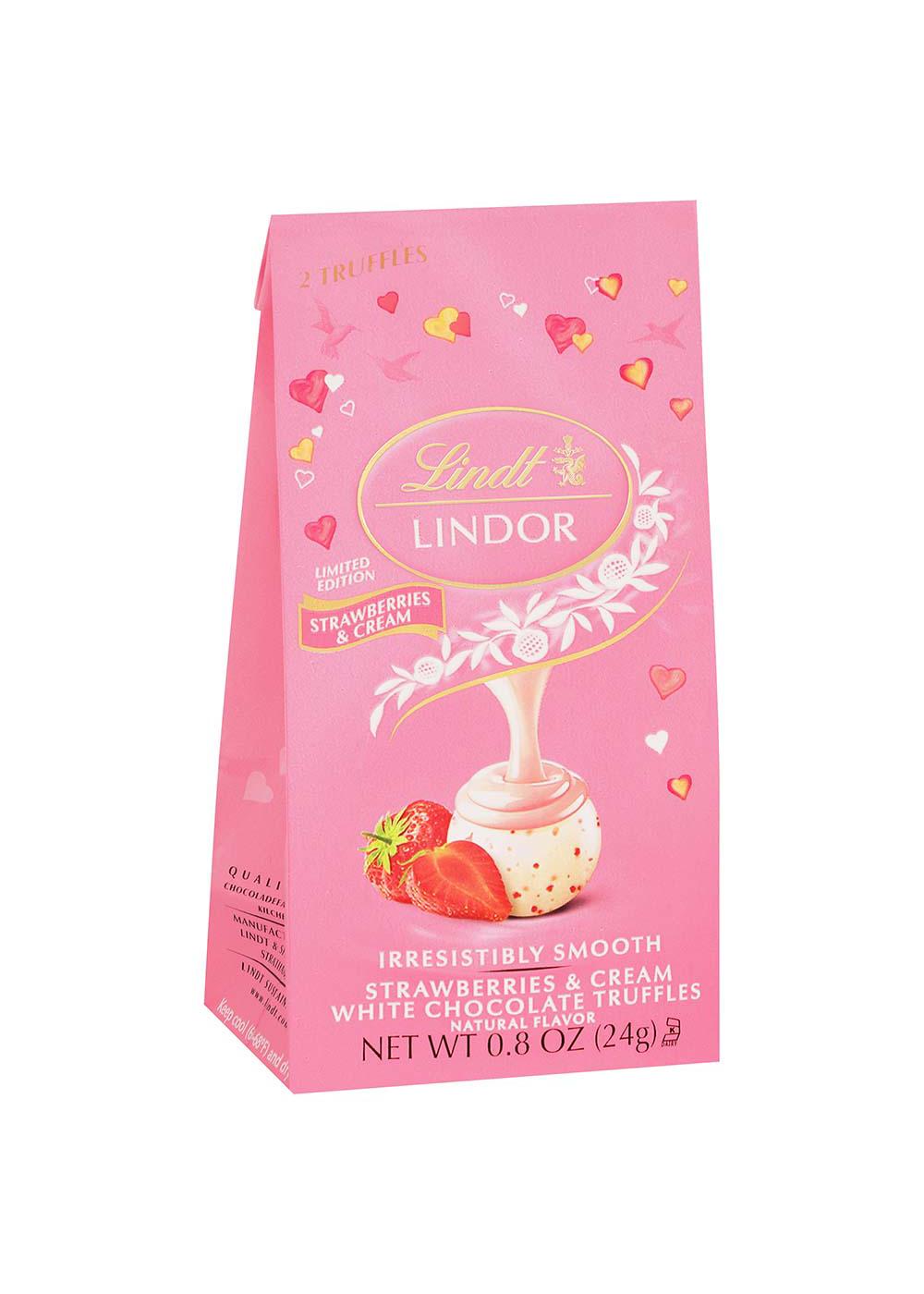 Lindt Lindor Strawberries & Cream White Chocolate Truffles Valentine's Candy, 2 Pc; image 1 of 3