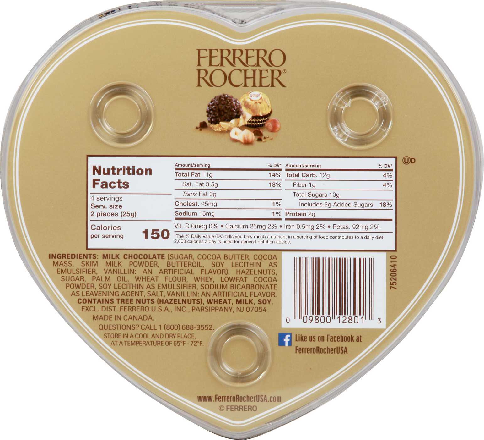 Ferrero Rocher Fine Hazelnut Chocolates Valentine's Heart Gift Box, 8 pc; image 3 of 7