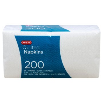 H-E-B Quilted Paper Napkins - White, 200 ct