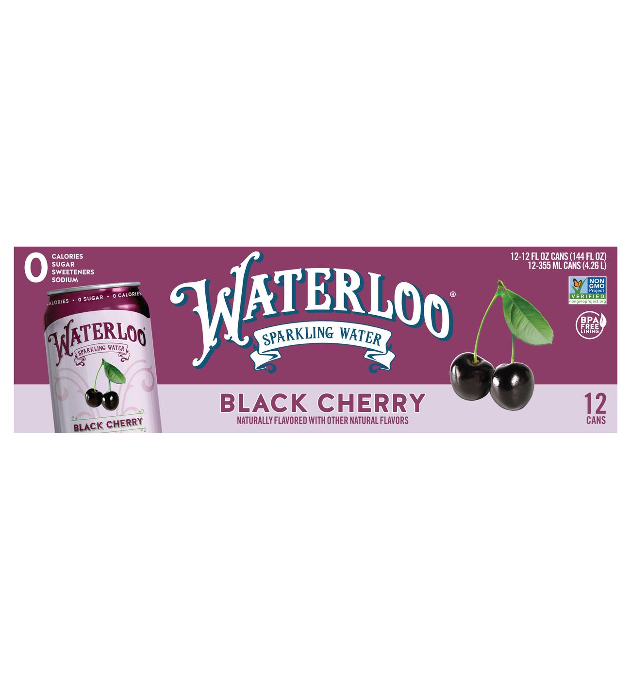 Waterloo Black Cherry Sparkling Water 12 pk Cans; image 1 of 2