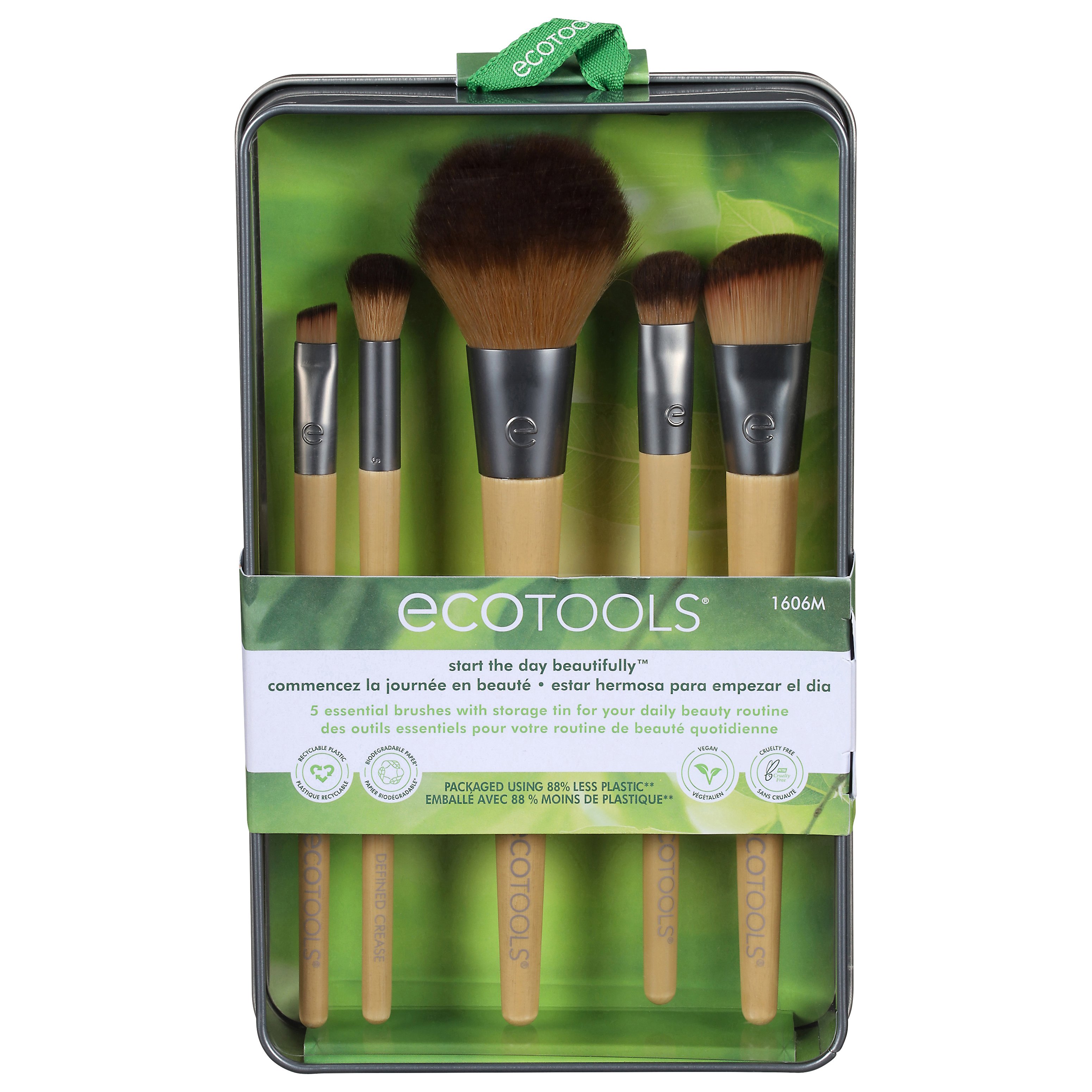 EcoTools Core Five Makeup Brush and Sponge Kit, For Eyeshadow, Blush,  Bronzer, Eyeliner, & Foundation, Makeup Blending Sponge, Brush Essentials,  5 Piece Set – EcoTools Beauty