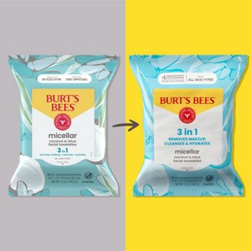 Burt's Bees Micellar Facial Towelettes with Coconut & Lotus, 30 ct