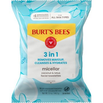Burt's Bees Micellar Facial Towelettes with Coconut & Lotus, 30 ct
