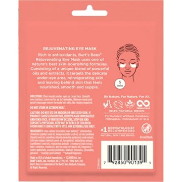 Burt's Bees Rejuvenating Eye Mask with Rosehip & Jojoba Extract, 1 ct