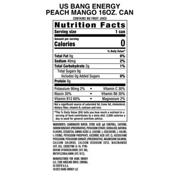 Bang Energy Drink - Peach Mango, 16 oz