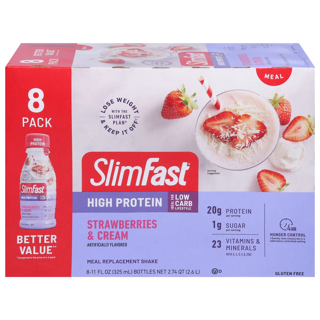 SlimFast High Protein Meal Replacement Shakes - Strawberries & Cream ...