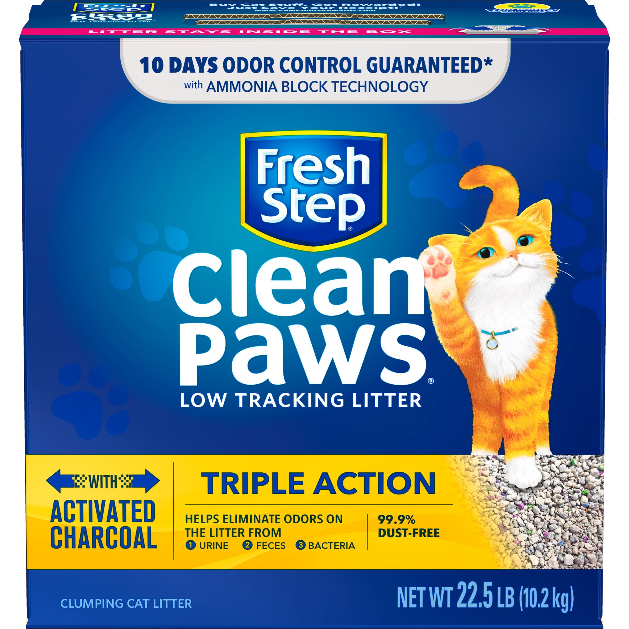 Fresh Step Clean Paws Unscented Clumping Cat Litter, 22.5 lbs 