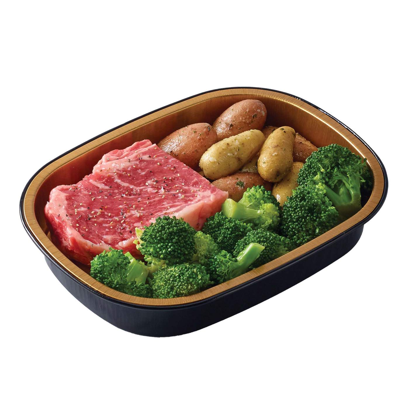 Meal Simple by H-E-B Salt & Pepper NY Strip Steak with Broccoli & Potatoes; image 2 of 2