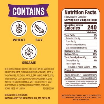 Thomas' Cinnamon Raisin Mini Bagels, 10 ct