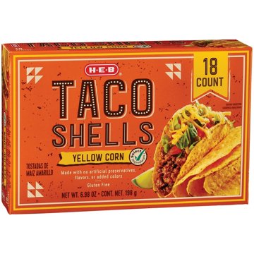 H-E-B Yellow Corn Taco Shells, 18 ct
