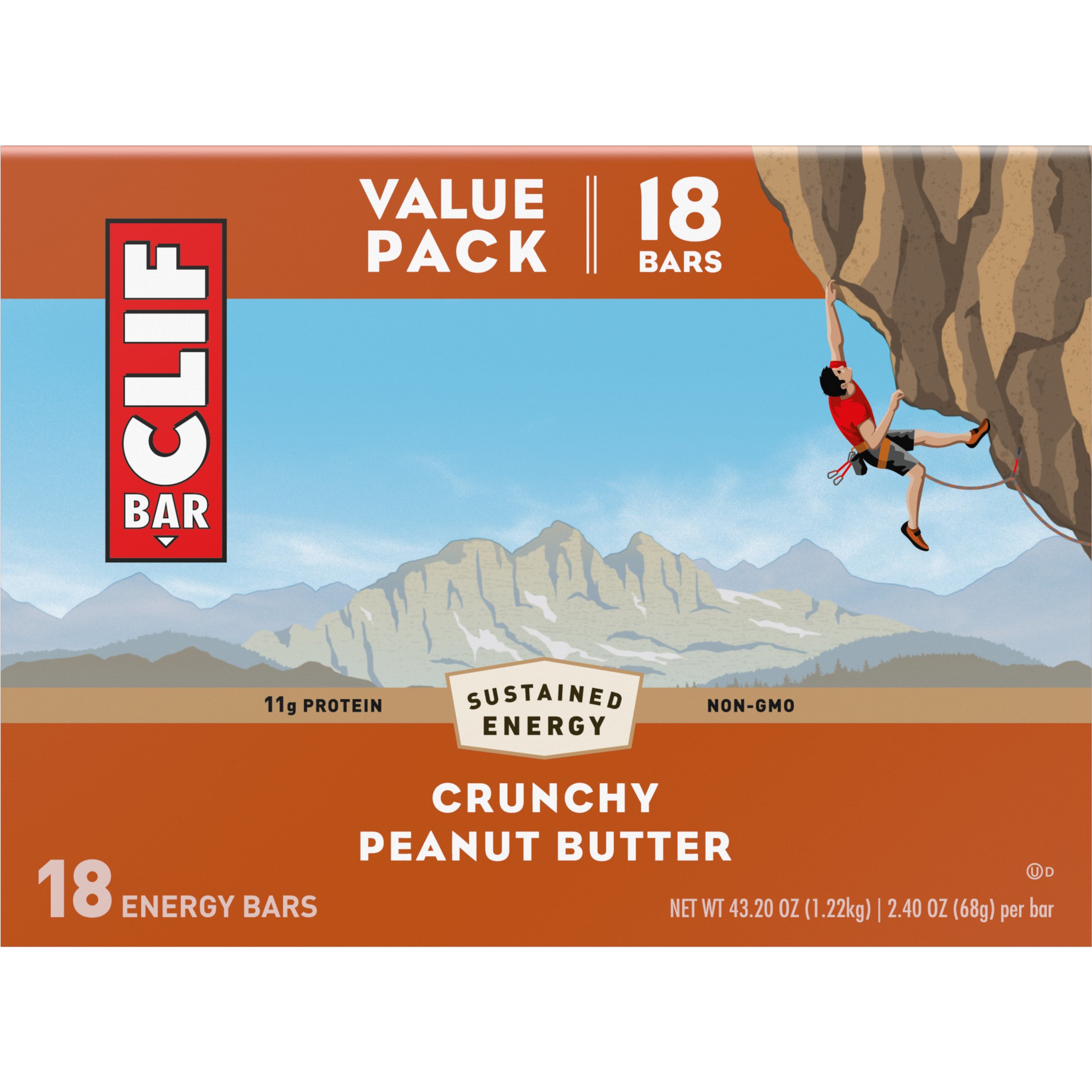 Clif Bar 11g Protein Energy Bars Crunchy Peanut Butter Shop Granola & snack bars at HEB