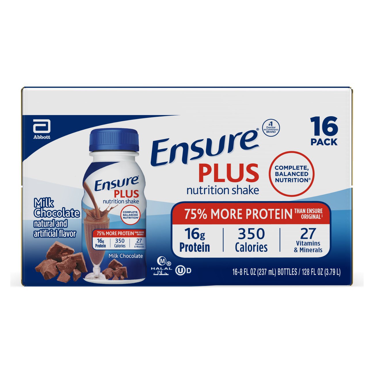 Ensure Plus Nutrition Shake Milk Chocolate Ready To Drink 16 Pk Shop Diet And Fitness At H E B 8003