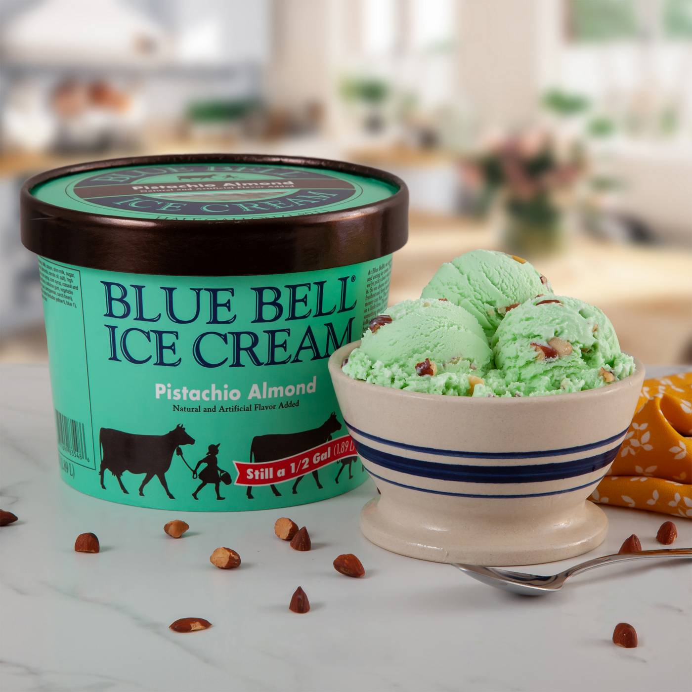 Blue Bell Pistachio Almond Ice Cream; image 2 of 3