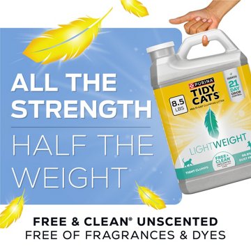 Tidy Cats Purina LightWeight Free and Clean Unscented Multi-Cat Litter 99.9 Percent Dust Free, 8.5 lb