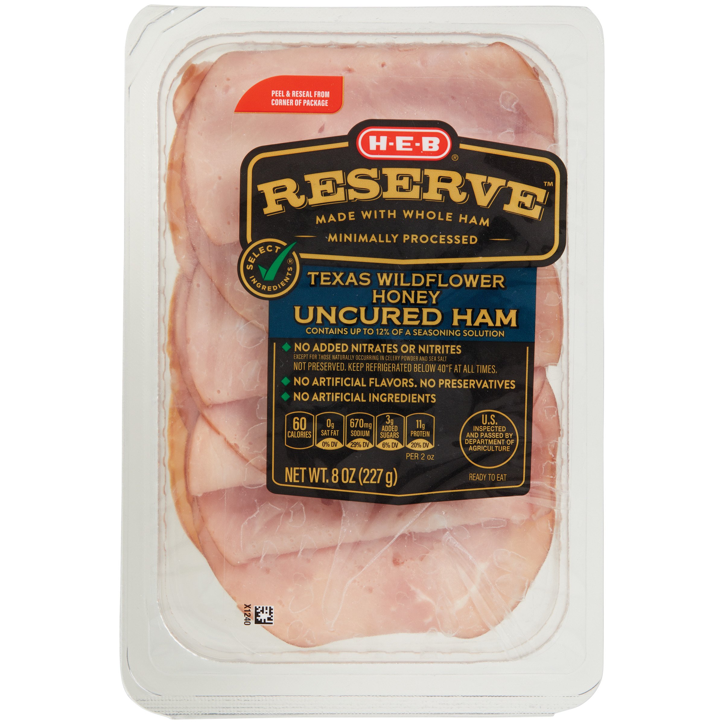 H-E-B Reserve Texas Wildflower Honey Uncured Ham Lunch Meat, 8 oz