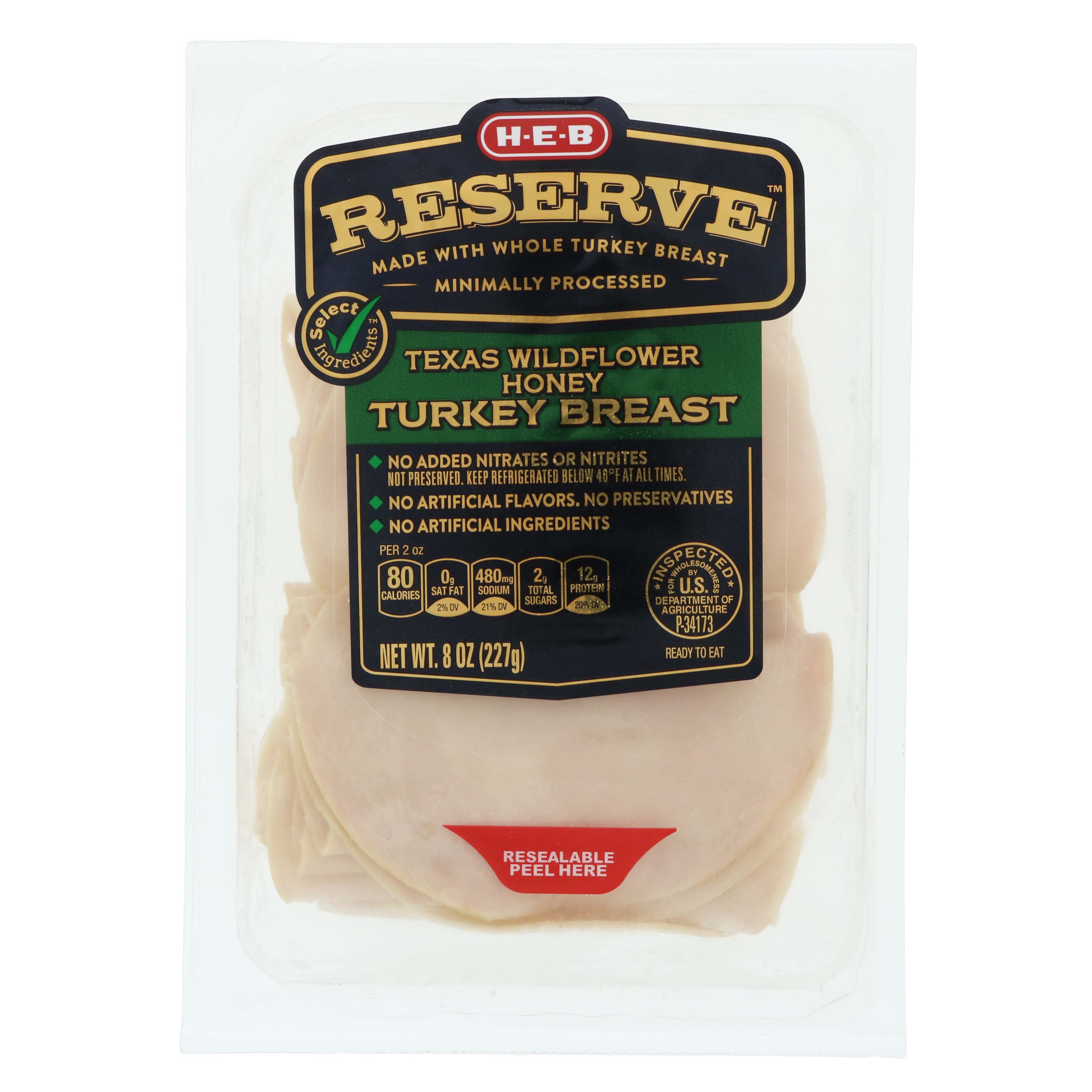 H-E-B Reserve Texas Wildflower Honey Turkey Breast Lunch Meat, 8 oz