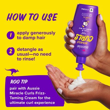 Aussie Miracle Curls Leave-In Detangling Milk Made with Coconut Oil