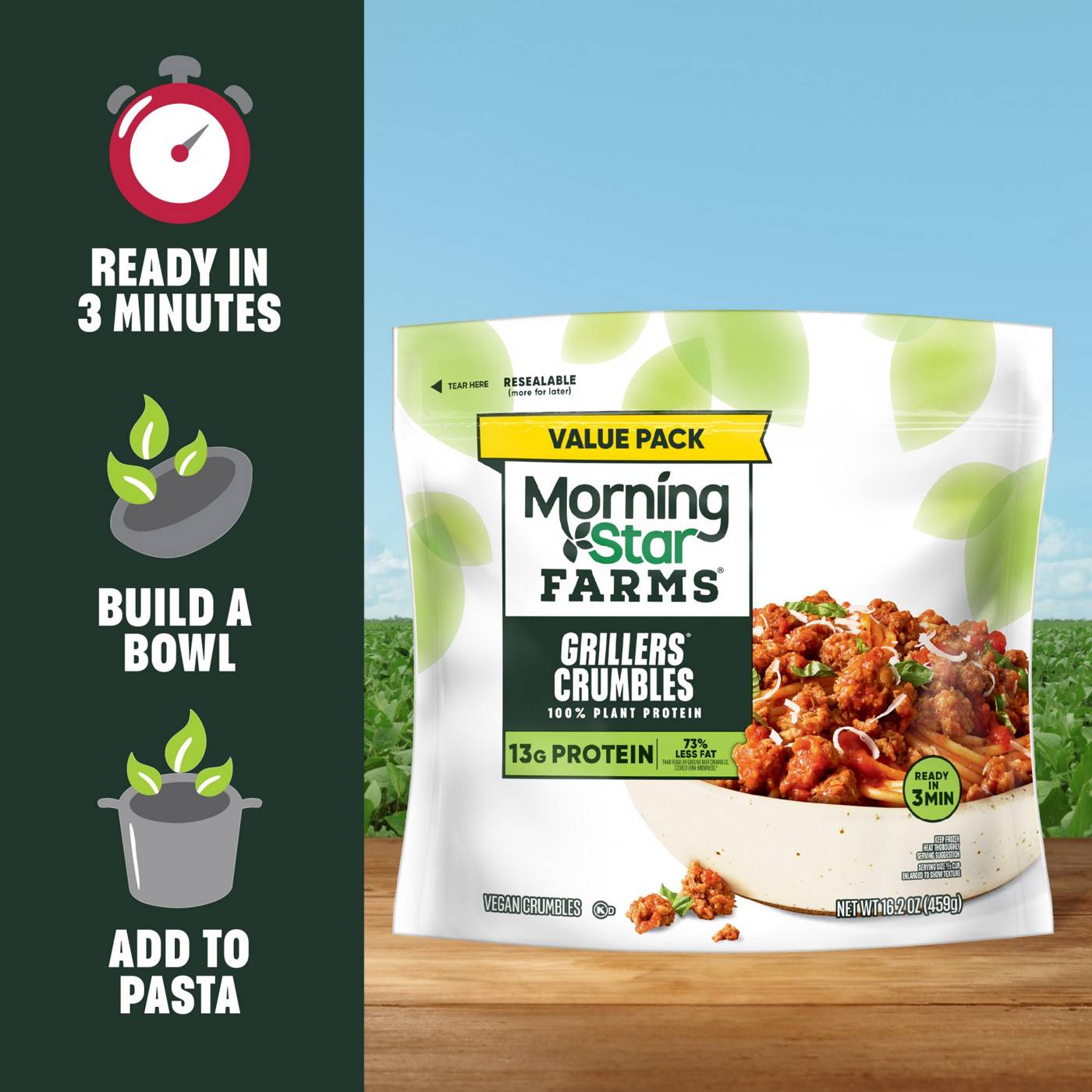 MorningStar Farms Meal Starters Grillers Plant Based Vegan Crumbles; image 2 of 6