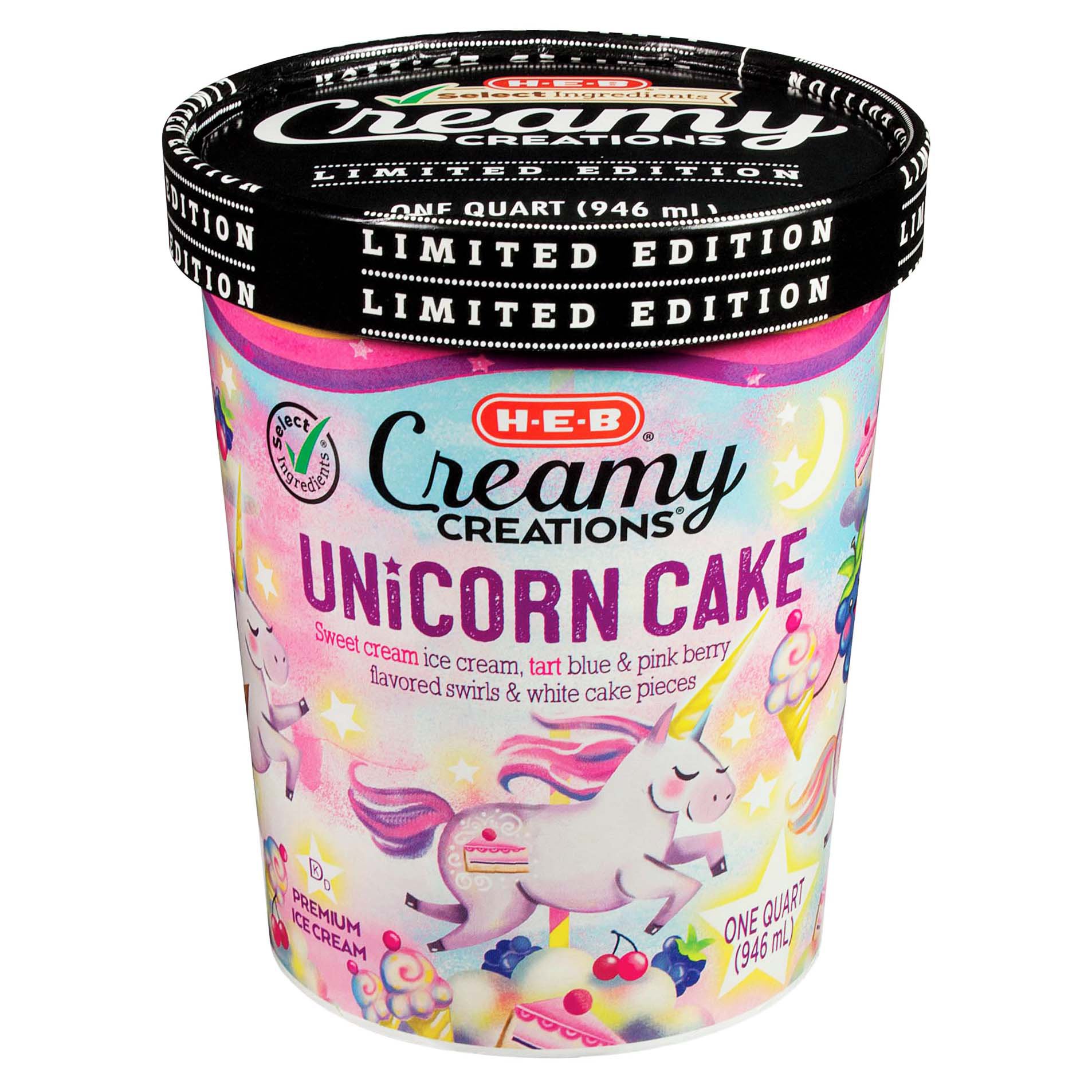 H-E-B Creamy Creations Unicorn Cake Ice Cream - Shop Desserts ...