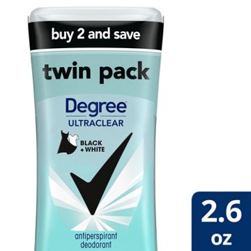 Degree UltraClear Antiperspirant Deodorant - Black+White, 2.6 oz, 2 pk