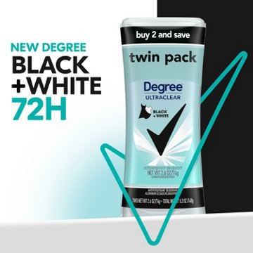 Degree UltraClear Antiperspirant Deodorant - Black+White, 2.6 oz, 2 pk