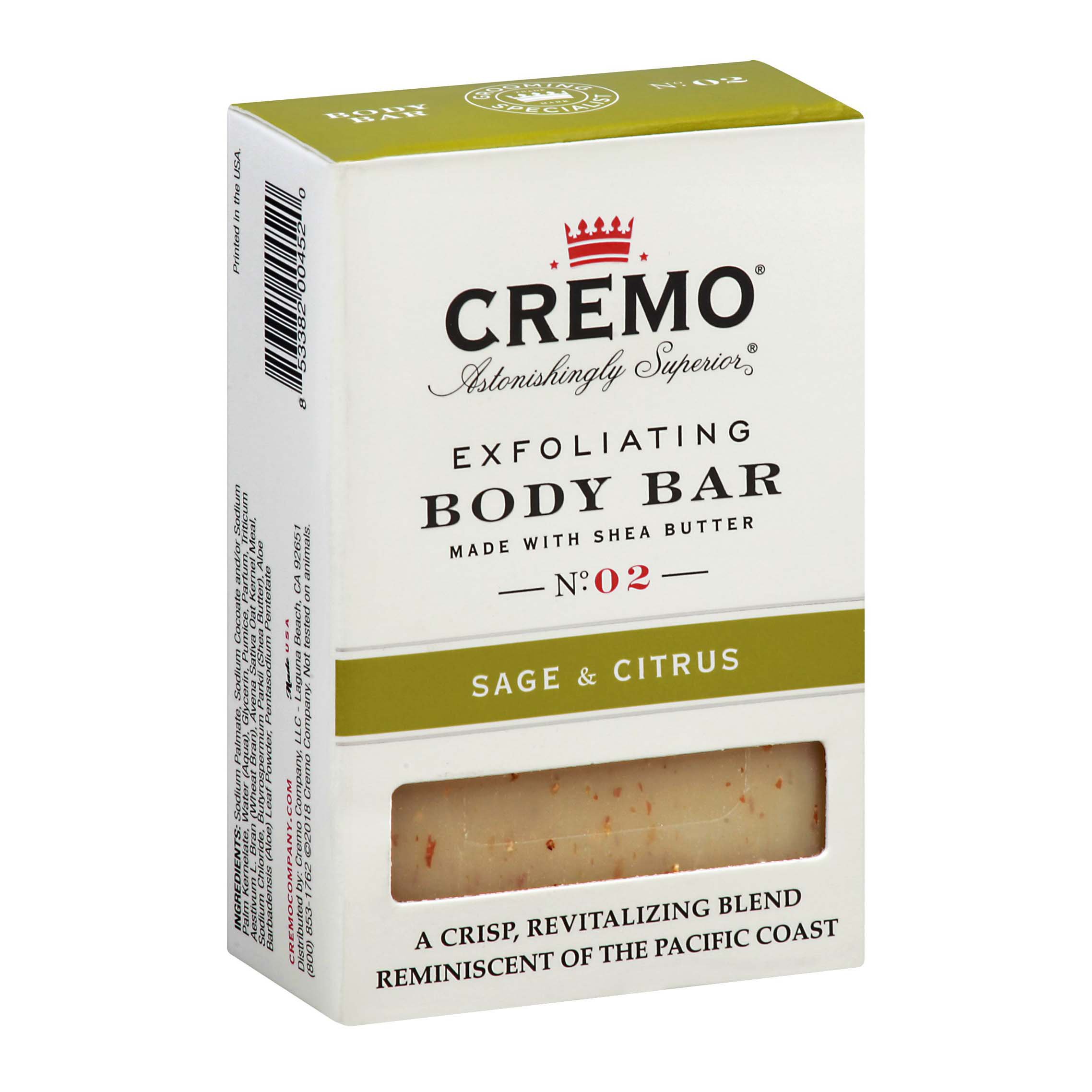 Cremo Exfoliating Body Bar Sage & Citrus Shop Cleansers & Soaps at HEB