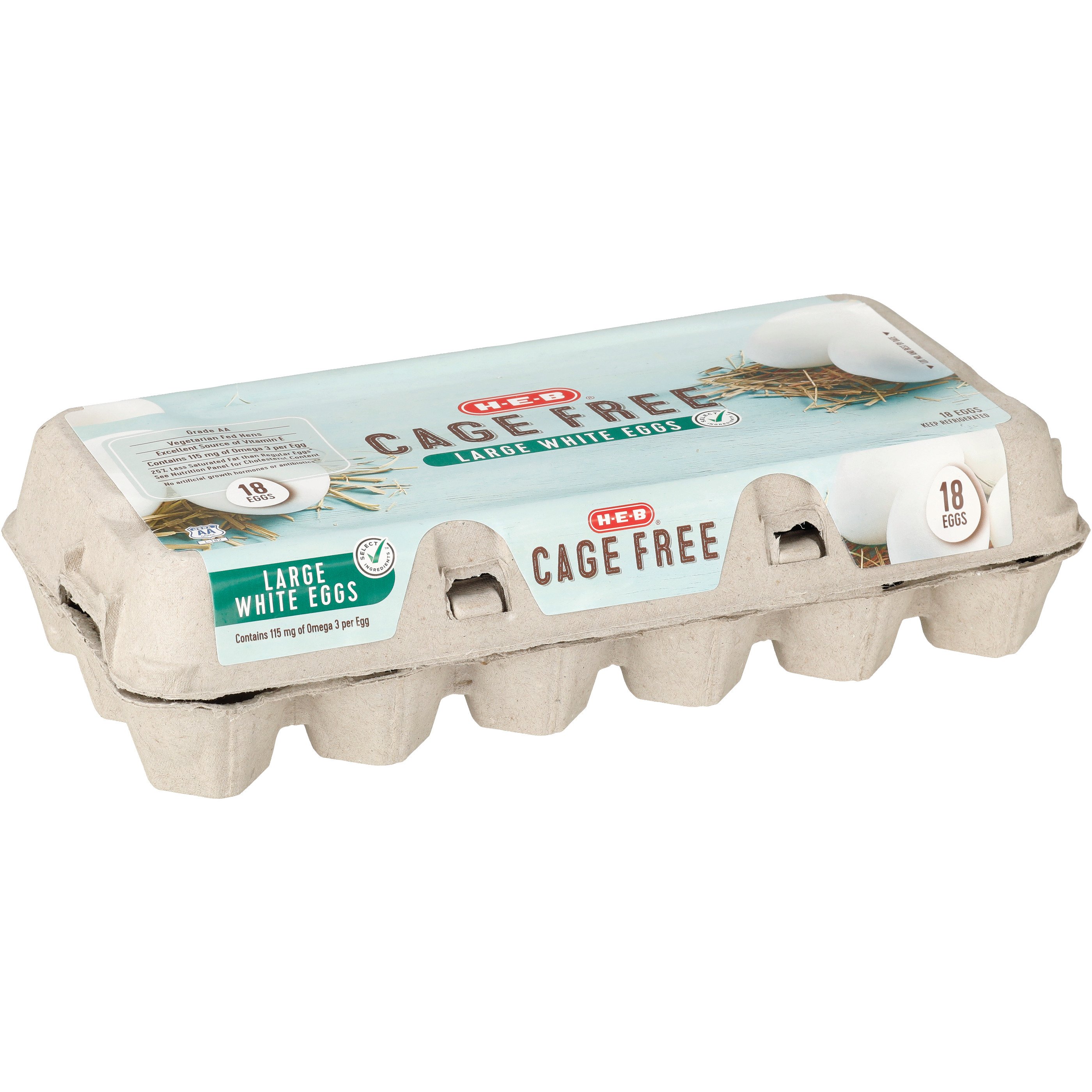 Great Value Cage Free Large AA White Eggs, 60 Count 