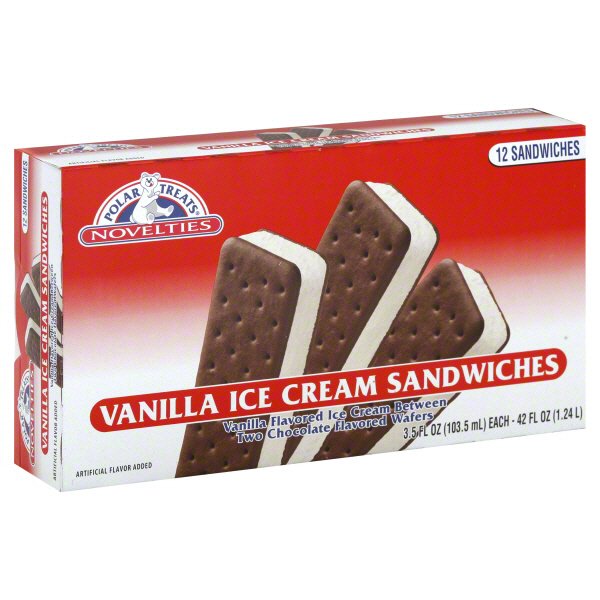 Polar Treats Vanilla Ice Cream Sandwiches Shop Cones & Sandwiches at