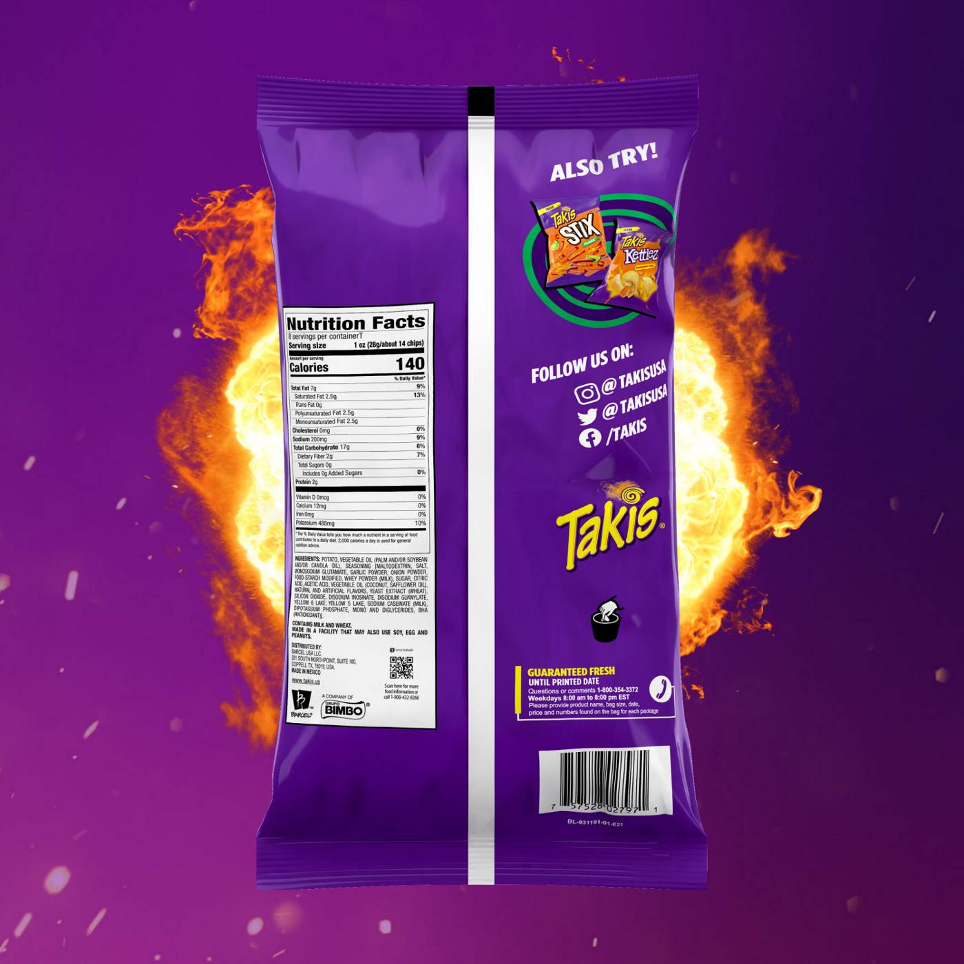 Takis Jalapeno Typhoon Kettlez Sharing Size Bag - Jalapeno Kettle-Cooked Potato Chips; image 5 of 6