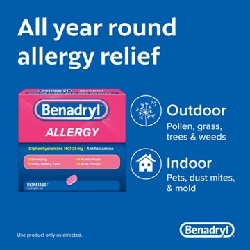 Benadryl Travel Size Allergy Relief Antihistamine Tablets Go Packs